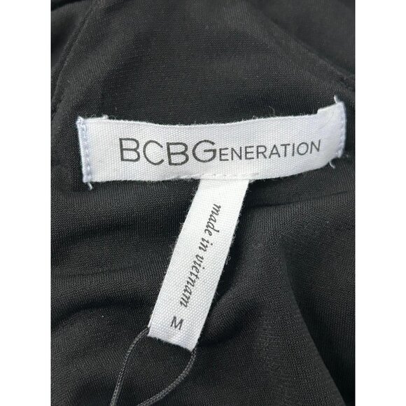 NWT BCBGeneration Women's Medium Black V-Neck Faux Wrap Midi Dress Pockets - Picture 3 of 13